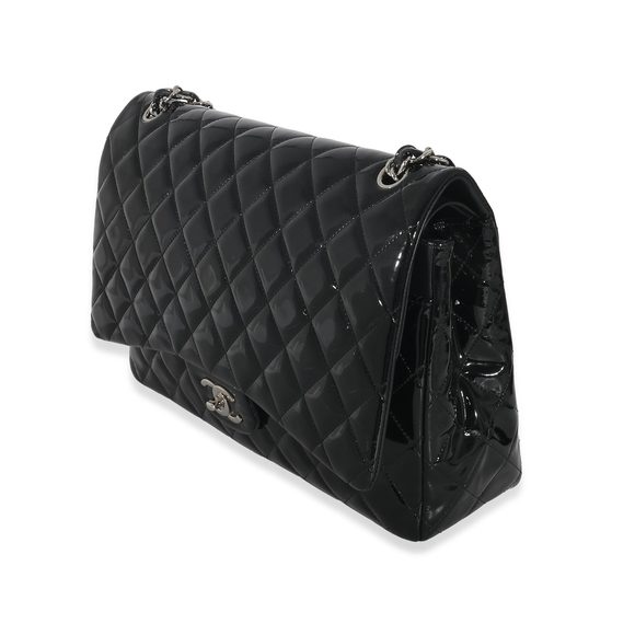 Chanel Black Quilted Patent Leather Classic Maxi Flap Bag - Picture 2 of 7